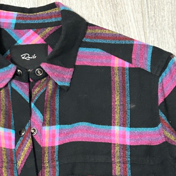 Rails Tops - LIKE NEW! Women's Rails Black/Hot Pink Plaid Flannel Button Down - XS